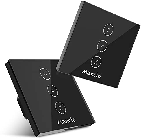 【LED Controlable】Wifi Interruptor Persiana, Maxcio Interruptor Táctil Inteligente WiFi Controlable de APP y Voz, Compatible con Alexa y Google Home con Temporizador para Motor Persiana Tubular