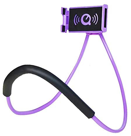 Haoxuann Cell Phone Holder, Universal Smart Mobile Phone Stand,Hanging on Neck Cell Phone Mount Holder(360 Rotating) Multiple Functions Flexible Lazy Bracket (purple)