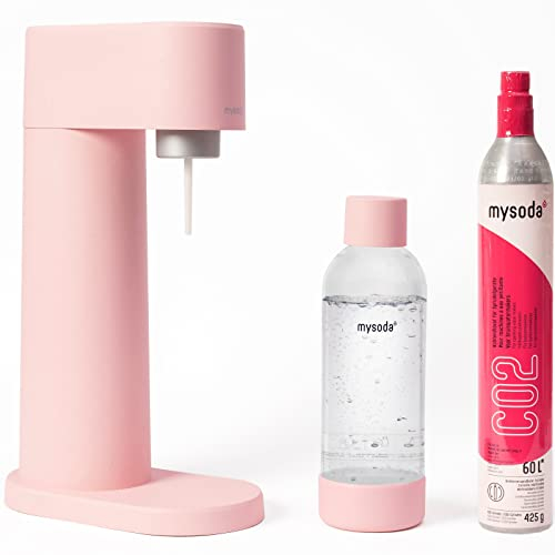 Mysoda - Kit de purification d'eau Woody - En matériau biocomposite renouvelable avec cylindre de CO2 et bouteille en plastique Quick-Connect 1 l - Sans BPA - Rose
