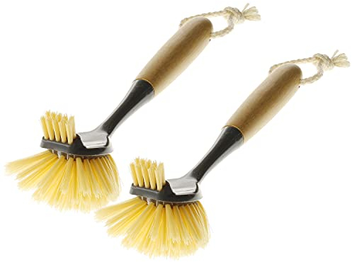 K&G Premium Spülbürsten-Set, 2er-Pack, Ergonomisch, Holz & Kunststoff, 29 cm – Effektive Reinigung für Küche und Haushalt, Grau