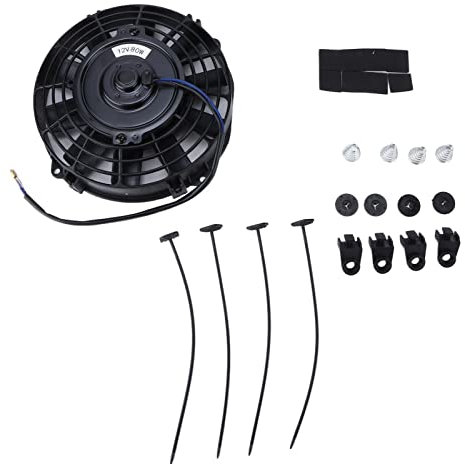 Engines Radiator Cooling Fan, 8in Auto Parts 80W Pull Push Slim 12V Electric Straight Blade Black for Transmission for Intercooler