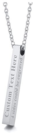 XUANPAI Personalisierte Cuboid Halskette mit Gravur, 1,2,3,4 Stück Halskette Quader Edelstahl Bar Anhänger Namenskette Geschenk für Familie Paar BFF Schwester Bruder Herren Damen