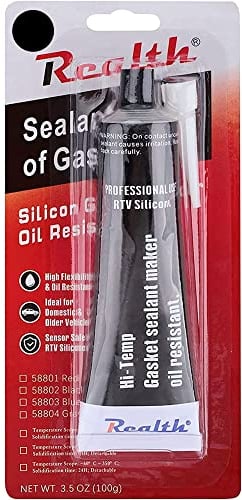 Realth Hochtemperatur Silikon Dichtmasse/Dichtsilikon | RTV 3,53 Unzen(100g) | Ultra Schwarz ölbeständig Hochfeste Dichtstoffe | für die Reparatur von Kfz-Motorradmaschinen(SG119) | 1 Stück Schwarz