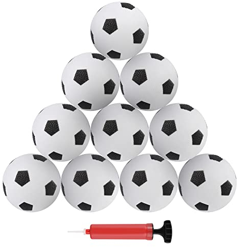 AIEX 10 Stück Mini Fußball, 10cm Aufblasbarer Fußball Klein mit Einem Inflator Gummi Fußball für Kinder Spielen Trainieren (Schwarz und Weiß)