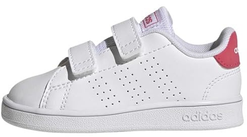 adidas Advantage Lifestyle Court Two Hook-and-Loop Shoes, Zapatillas de Tenis, Cloud White/Real Pink/Core Black, 26 EU
