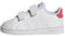 adidas Advantage Lifestyle Court Two Hook-and-Loop Shoes, Zapatillas de Tenis, Cloud White/Real Pink/Core Black, 26 EU