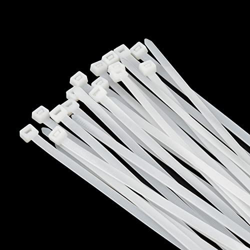 XINGO White Cable Ties Heavy Duty 100 Pack, 650mm x 7.6mm,120 lbs Strength, UV Resistant Long Nylon Cable Ties,Self-Locking Nylon Zip Ties for Indoor and Outdoor