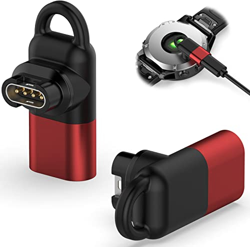 Miimall Kompatibel mit Garmin Fenix 7/6/5 Ladeadapter to 8 Pin Adapter, Tragbar Sicherheit Ladekonverter to iPhone Port Ladeadapter für Garmin Fenix 7X/7S/6X/6S/5S/5X/Instinct 2/Venu 2-Rot