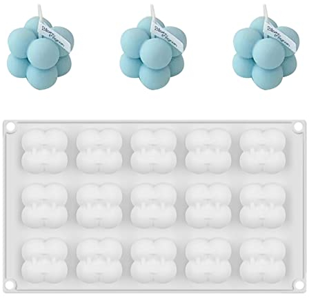 Kerzenform Silikon, Kerzen Silikonform,3D DIY Silikon Kerzenwachs Formen,Seife Form 3D zum Gießen,Kerzengiessformen Silikonform Weihnachten,DIY Backwerkzeuge für Handgemachte,Seife (15 Löcher)