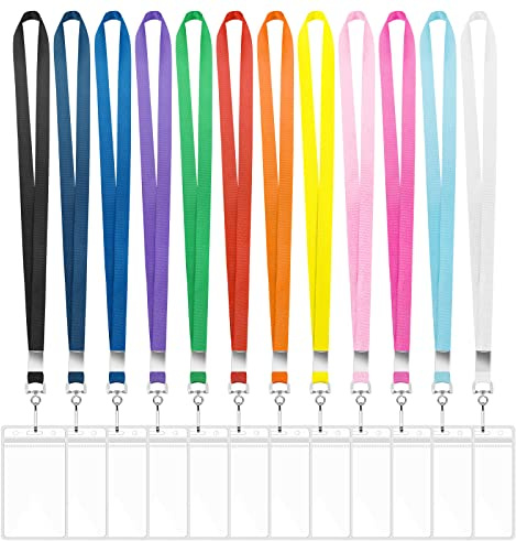 12 Pack Lanyards for ID Badges Cruise Lanyard for Ship Cards with Waterproof ID Badge Holder Cruise Essentials 2026 (12 Colors)