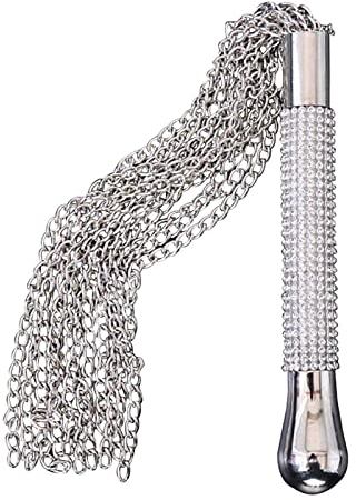 Horse Whip - Metal Alloy Chain Frange Short Whip Crop Crystal Handle
