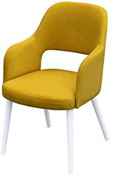 Mirjan24 Polsterstuhl K85, Wohnzimmerstuhl, Esszimmerstuhl mit Stoffbezug, Buchenholz Beine, Armlehnen, Rückenlehne, Küchenstuhl, für Lounge, Farbauswahl (Weiß, Magic Velvet 2234)