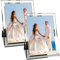 PIGPIGFLY Cadre Photo 20x25cm Argent en Verre, Cadres Photo Mariage, Cadre Photo Pailleté, Pour Photos de Bébé, Photos de Famille Et Photos de Mariage, Cadeau