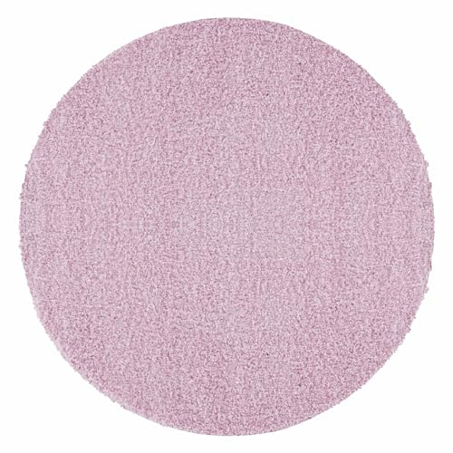 Carpetsale24 Runder Hochflor Teppich 120 cm Pink, gemütlich & weich, modern & schlicht, perfekt für Flur oder unter Beistelltische
