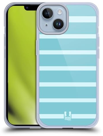 Head Case Designs Azul Claro Y Blanco Colección Stripes Caso de Gel Suave Compatible con Apple iPhone 14