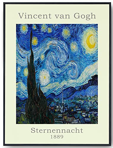 JOPRICO Vincent van Gogh Poster - Sternennacht - Ausstellungsposter 50x70 cm - mattes Galeriepapier