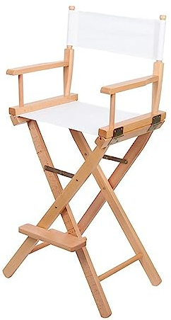 DiicMa Regiestuhl Make-up-Artist-Stuhl klappbarer Regiestuhl tragbarer Holzstuhl, Faltbarer Make-up-Artist-Stuhl (Color : White)
