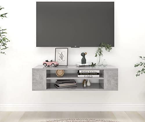 Homgoday Mobile Porta TV Sospeso Grigio Cemento 100x30x26,5cm Truciolato, Mobile Porta TV, Mobiletto Basso per TV Tavolino da Salotto Supporto TV per Soggiorno