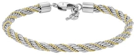 Fossil Edelstahlarmband für Herren mit Karabiner oder Faltschließe, Silber- und Goldton