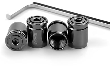 JNNJ 4Pcs Diebstahlsicherung Autoreifen Ventilkappen, Anti Diebstahl Reifen Ventilkappen mit Gummiringen, Universal Edelstahl Rad Staubschutzkappen für Auto SUV(Schwarz)