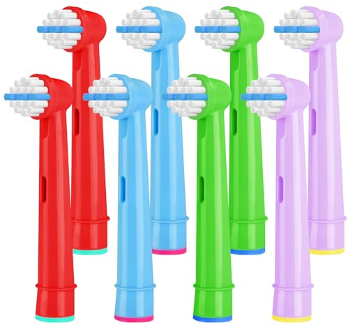 8 Stück Ersatzbürstenköpfe für Oral B, Aufsteckbürsten Kinder, Ersatzbürsten Zahnbürstenköpfe Kompatibel mit Elektrische Zahnbürste für Oral B, Schallzahnbürste für Schonende Zahnreinigung