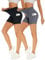 Missluck 2er Pack Radlerhose Damen Hohe Taille Kurze Sporthose Shorts Sommer Leggings Blickdicht Hotpants Unter Kleider für Yoga Sport, L-XL, Schwarz/Dunkelgrau-mit Taschen