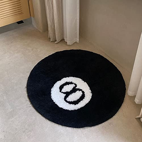 TOWEBOORY Teppich für 8 Bälle, Billard 8 Ball Teppich Rund Tufting Weich Stuhl Pad rutschfeste Teppich Waschbar Schwarz Kreis Teppiche für Wohnzimmer, Esszimmer, Schlafzimmerdekoration (60 * 60cm)