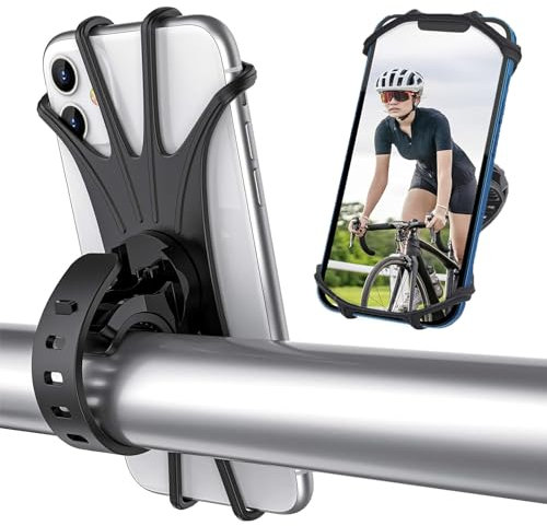 ZEACCT 1 Pièce Support Téléphone Vélo, Rotatif à 360° Support Téléphone Moto, Universel Porte Telephone Velo du Guidon Silicone, Support Moto de Guidon pour Smartphone 4.0-6.8