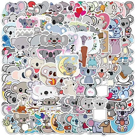 Koala Sticker Set Aufkleber Kinder Teenager 100 Stück Tiere Koalas Wasserfeste Vinyl Decals Laptop Skateboard Koffer Helm Auto Fahrrad Handy Motorrad Fahrrad Scrapbook Mitgebsel Tagebuch Tassen