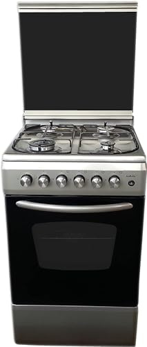Lar.el Cucina 50x50 cm Forno Elettrico con Grill Inox Coperchio in Vetro Temperato 4 Fuochi a Gas GPL/Metano Acciaio Inossidabile CUC.L5005EVX