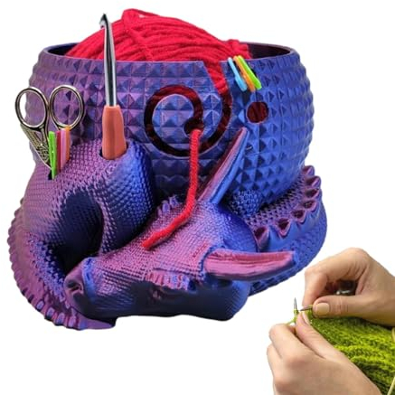 Dragon Egg Yarn Storage Bowl, Dragon Shape Knitting Yarn Bowls with Holes, Yarn Storage Organizer & Crochet Yarn Holder, Yarn Holder Dispenser, for Knitters & Crocheters