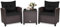LIFEZEAL Gartenmöbel 3er Set, 2 Rattanstühle & Gartentisch aus PE-Rattan, Sofas & Couchtisch aus gehärtetem Glas, Sitzgruppe mit abnehmbaren Kissen für den Terrassen, Balkon, Garten (Schwarz)