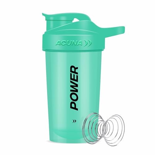 ACUNA Power Shaker Bottle - 400 ml | Protein Shaker With Mixing Ball For Smoothie Shake, Leakproof Screw-On Lid Ideal Workout & Gym Partner Protein Shaker Bottle For Protein Shakes (MInt Green)