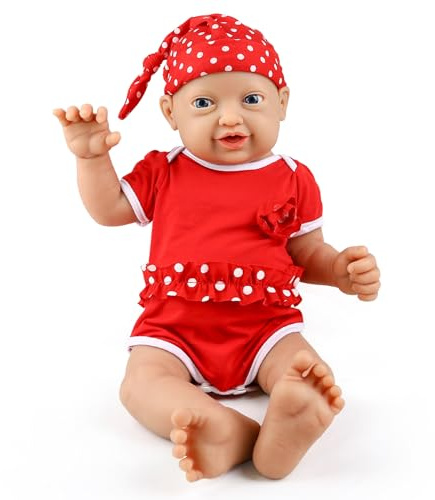 IVITA Silikon Reborn Baby Puppe Offener Mund Zwillinge Babypuppe Weiche Babypuppe Kann Schnuller Fressen Mädchen 45CM