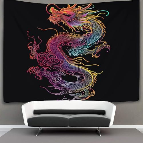 YXMPCZYY Style Chinois Tapisserie Murales Dragon Poster Mural Decoration Murale Salon Tenture Muraletenture Murale,pour Chambre À Coucher,salle De Séjour Et Dortoir 70cmx100cm