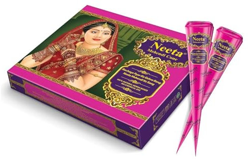 12 x Neeta *Special Pink Edition* Mehndi Cones | Dark Brown Mehndi All Natural Body Art Organic Unique Temporary Tattoos