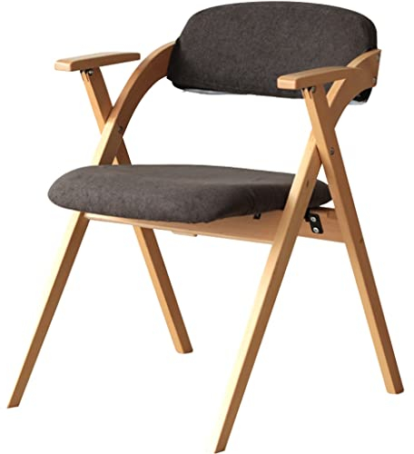Klappstuhl Mit Armlehnen Aus Massivholz Für Zuhause, Bequemer Esszimmerstuhl Mit Polsterung, Empfangsstuhl Für Wohnzimmer, Konferenzstuhl Für Büro Tragfähigkeit 200 Kg(Dark Brown)