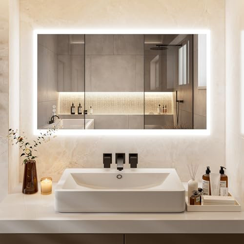 ChillCruiser 60 x 100 cm LED-Badezimmerspiegel Wandmontage beleuchteter Kosmetikspiegel dimmbar beschlagfrei 3-farbige einstellbare Beleuchtung Memory-Funktion horizontale/vertikale Montage
