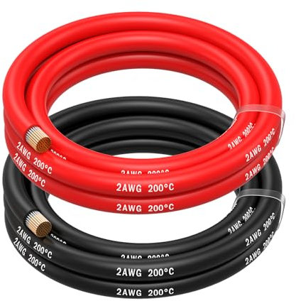 MMOBIEL Fil Électrique Câble en Cuivre Étamé - 2 Fils Séparés Rouge et Noir Chacun pour Drones, Imprimantes 3D, Batteries, Fils de Haut-parleurs, Bandes de Led (2 Awg, 1,5m)