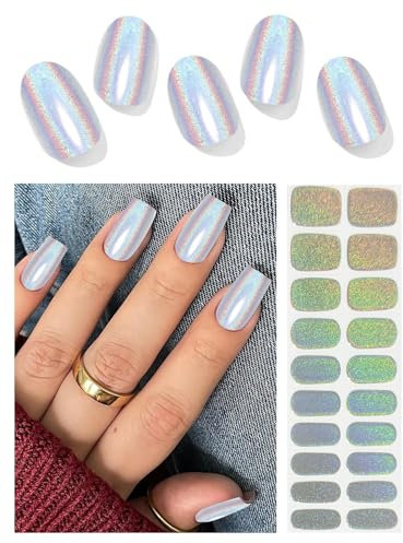 Wahrshei Nagelfolien | Laser UV Gel Nagelfolie | Nagelfolie Selbstklebend | Gel Nail Stickers, Gellack Wraps für Nagel