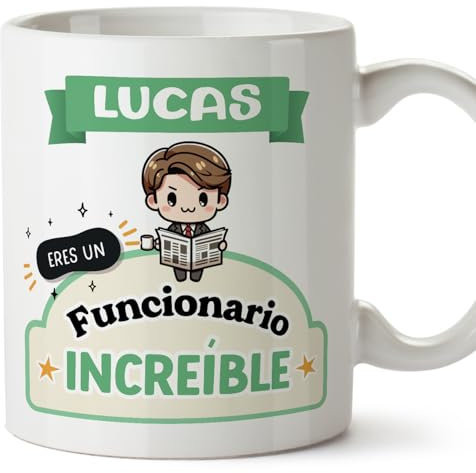 MUGFFINS Tazas Personalizadas para FUNCIONARIO hombre - En Español - Eres increíble - Kawaii - 11 oz / 330 ml - Regalo Personalizable original y divertido