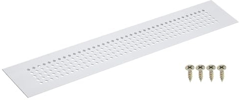 sourcing map Air Vents Cover, 1Pcs 300 x 50mm Aluminum Alloy Rectangle Air Return Vent Cover with Screw, Ventilation Grille Decorative Covers for Door Cupboard Wardrobe Shoes Cabinet (Silver)
