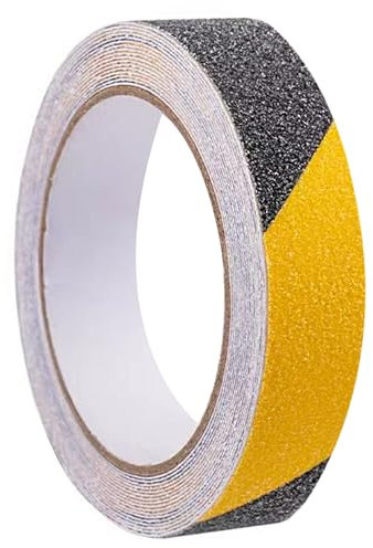 JJHXM 1 Rollen 25mm*5m antirutsch klebeband,Antirutsch Streifen,Antirutschband Selbstklebend,Antirutschband für Treppen Stufen Bodenbelag,schwarz-gelb,für Innen- und Außenbereich