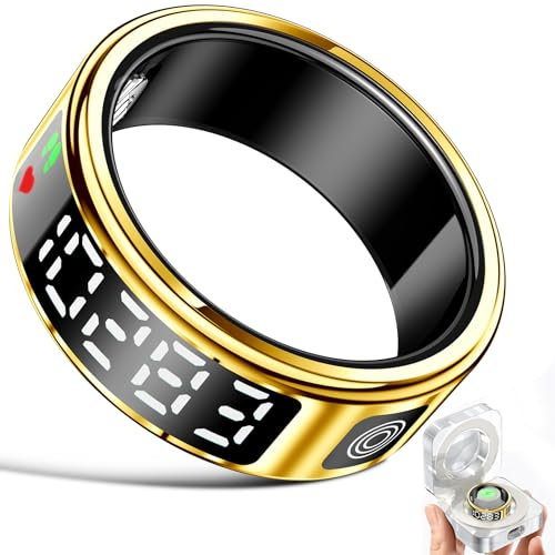 Smart Ring Smartring mit LED Anzeige,Fitness Ring Smartringe für Herren Damen,Tracking Ring IP68,Fitness Tracker Ring Gesundheitsring mit iOS/Android,Aktivitätstracker/Herzfrequenz/SpO2/Schlaf