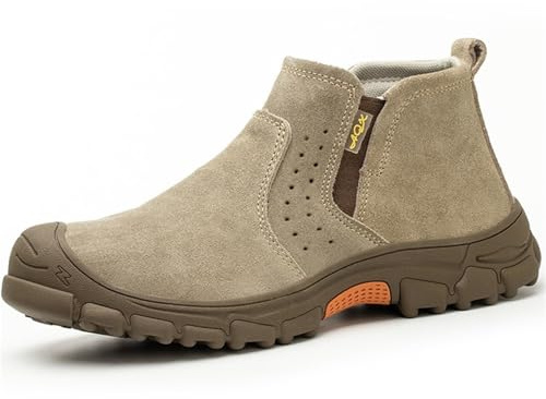 RenDiuJups Welding Work Boots for Men Slip on Steel Toe Shoes for Men Soft Comfortable Safety Boots Puncture Proof Construction Boots for Men，Safety Toe Footwear for Welder(EU45)