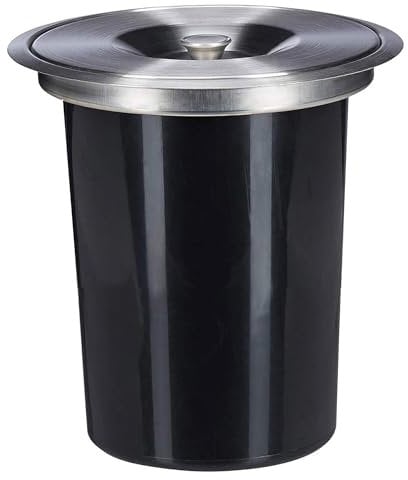 Well Home - Poubelle intégrée dans les plans de travail, avec couvercle en acier inoxydable de 5 L, noir