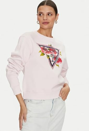 GUESS CN Roses Triangle SW, Pull Femme, Rose, S