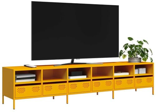 WSJHUHK Home-Entertainment Centri & Supporti TV, Mobile TV Giallo Senape 202x39x43.5 cm Acciaio laminato a freddo
