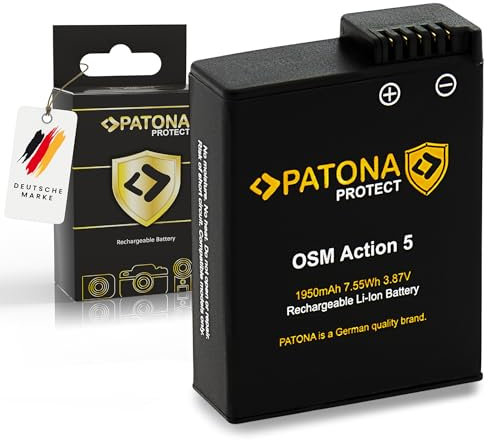PATONA Protect BCX202 Battery 1950mAh 3.87V Compatible with DJI Osmo Action 3 4 5, Battery Replacement with Brand Cells, Fireproof and Heat Resistant Case