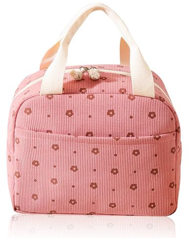 FOSDICK Borsa Termica Porta Pranzo, 26x21x18cm Borsa Porta Pranzo, Lunch Bag Impermeabile per Ufficio e Scuola, Rosa